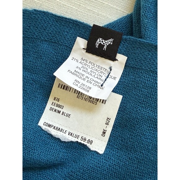 Echo Seasonless Knit Oversized Scarf Wrap In Denim Blue 80” X 30” New - Picture 6 of 6